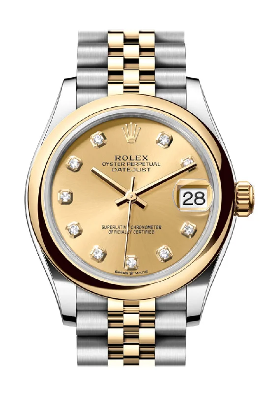 Watches with GMT FunctionRolex Datejust 31 Champagne Diamond Dial Yellow Gold Steel Jubilee Ladies Watch 278243 278243-0026