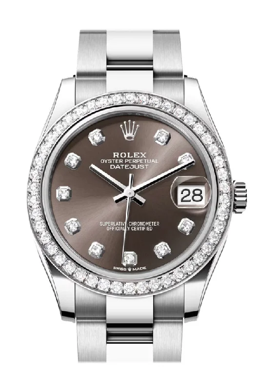 Adjustable Strap Watches for Perfect FitRolex Datejust 31 Dark Grey Diamond Dial Ladies Watch 278384RBR 278384RBR-0009