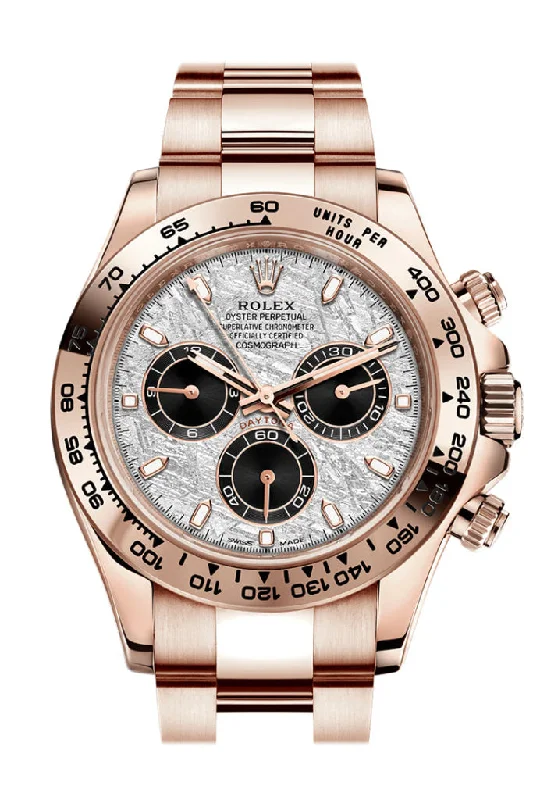 Leather Band Watches with Quick-Release BucklesRolex Cosmograph Daytona Meteorite Dial Rose Gold Men's Watch 116519LN