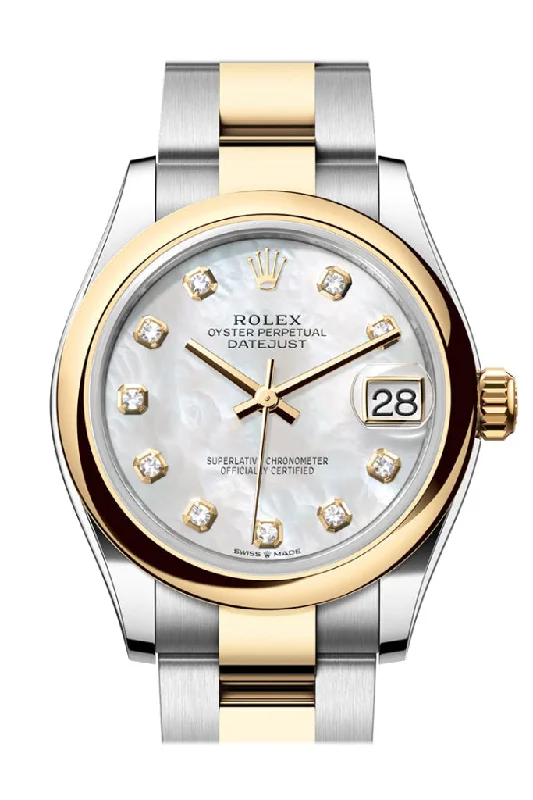 Luxury Quartz Watches with High-End MovementsRolex Datejust 31 White Mother Of Pearl Diamond Dial Yellow Gold Steel Ladies Watch 278243 278243-0027