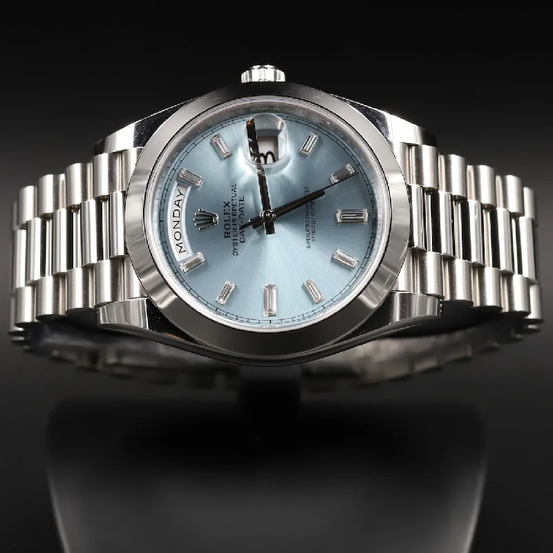 Skeleton Dial Mechanical Watches for Mechanics FansRolex<br>228206 DayDate 40 Ice Blue Baguette Dial