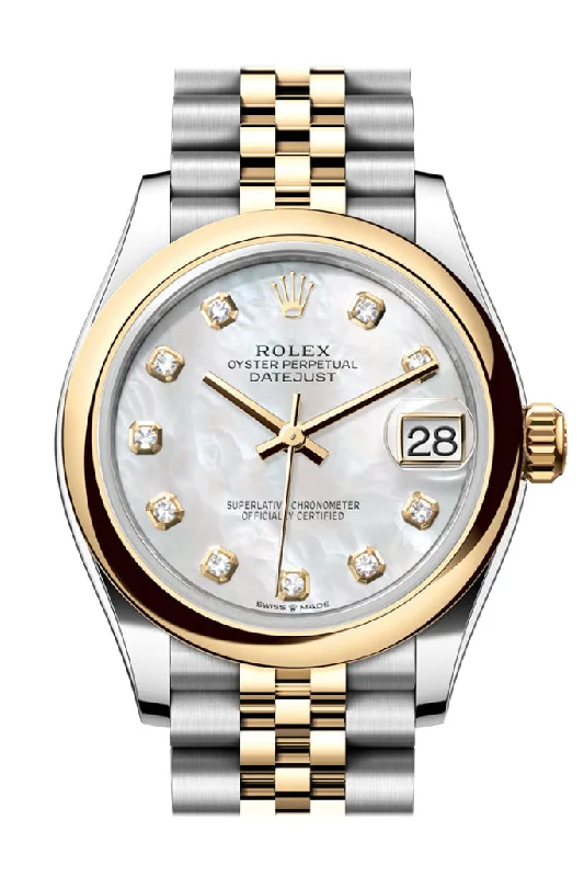 Watches with Skeletonized Hands for a Modern TwistRolex Datejust 31 White Mother of Pearl Diamond Dial Yellow Gold Steel Jubilee Ladies Watch 278243 278243-0028