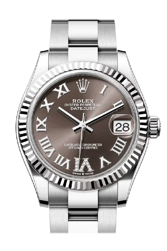 Vintage Style Mechanical Watches for CollectorsRolex Datejust 31 Brown Roman Dial Fluted Bezel Ladies Watch 278274 278274-0027