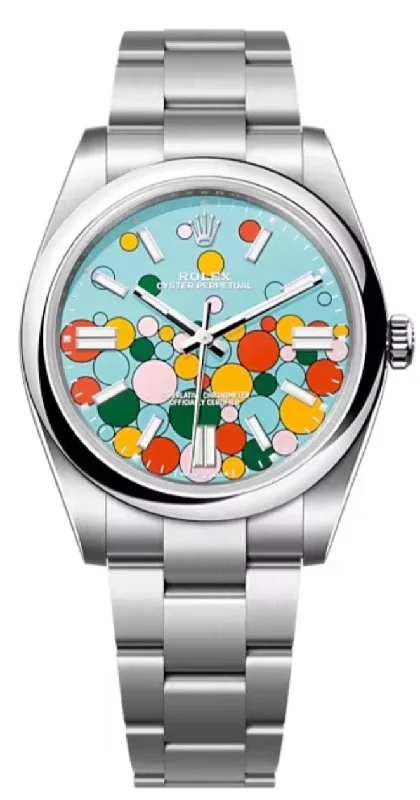 Watches with Dauphine-Style Hands for an Elegant LookRolex Oyster Perpetual Oyster Perpetual 41 Celebration Dial New 2023 Release 124300 Turquoise Colorful Dial