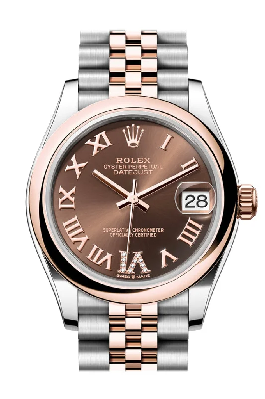 Classic Style Watches for Timeless AppealRolex Datejust 31 Dark Grey Roman Diamond Dial Rose Gold Steel Jubilee Ladies Watch 278241 278241-0010