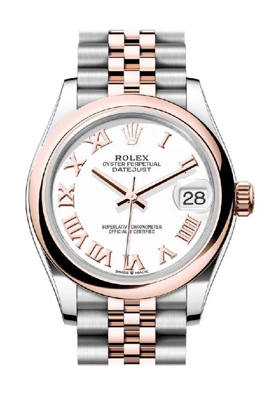 Wooden Cased Watches for a Natural LookRolex Datejust 31 White Roman Dial Rose Gold Steel Jubilee Ladies Watch 278241 278241-0002