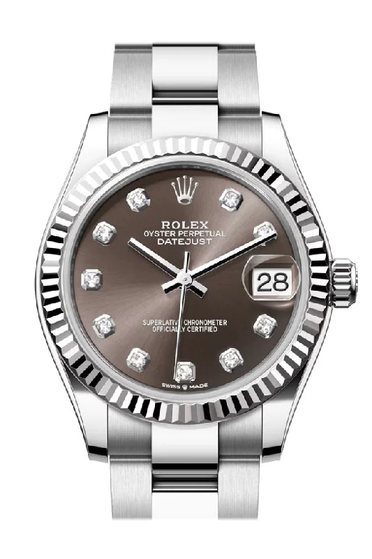 Square Dial Watches with Modern DesignRolex Datejust 31 Brown Diamond Dial Fluted Bezel Ladies Watch 278274 278274-0007