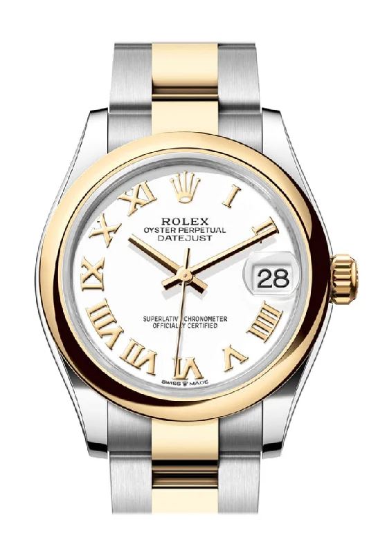 Watches with Baton-Style Hands for a Classic LookRolex Datejust 31 White Roman Dial Yellow Gold Steel Ladies Watch 278243 278243-0001