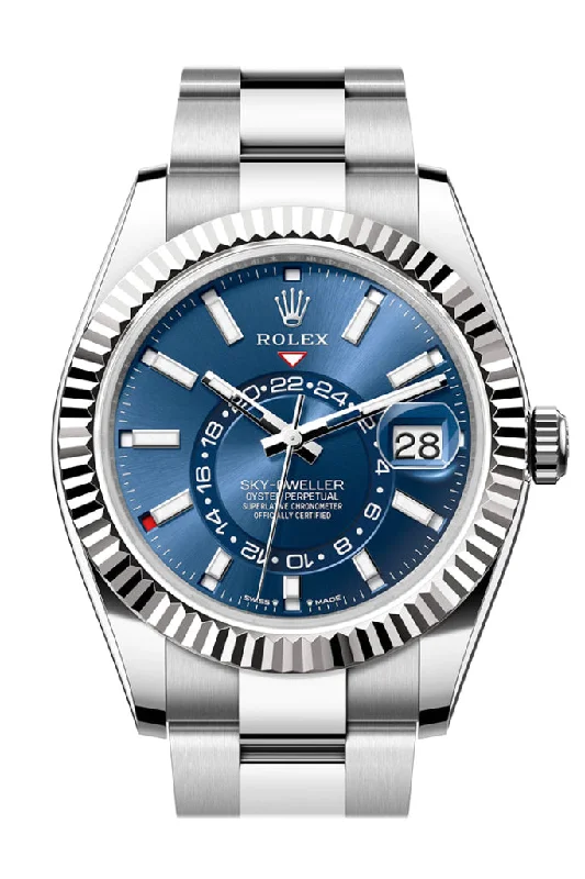 Watches with Luminous Markers for Night VisibilityRolex Sky Dweller 42 Blue Dial Stainless Steel Oyster Mens Watch 336934