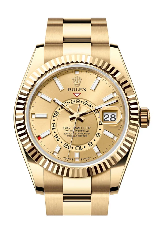 Traveler’s Watches with World Time FunctionRolex Sky Dweller 42 Champagne Dial Yellow Gold Oyster Mens Watch 336938