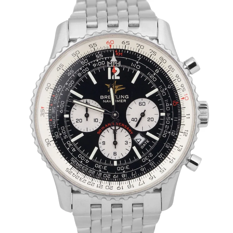 Hybrid Smartwatches with Traditional Watch AestheticsBreitling Navitimer 50th Anniversary Stainless Steel BLACK 42mm Watch A41322