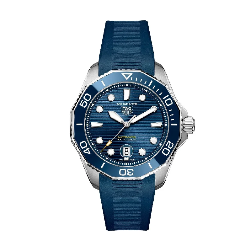 Watches with Rose Gold Plated Cases for a Feminine TouchTag Heuer Men's WBP201B.FT6198 Aquaracer Blue Rubber Watch