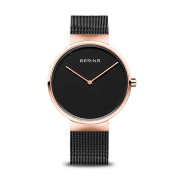 Watches with Rose Gold Plated Cases for a Feminine TouchBering - Classic Collections Black And Rose Gold Mesh Watch