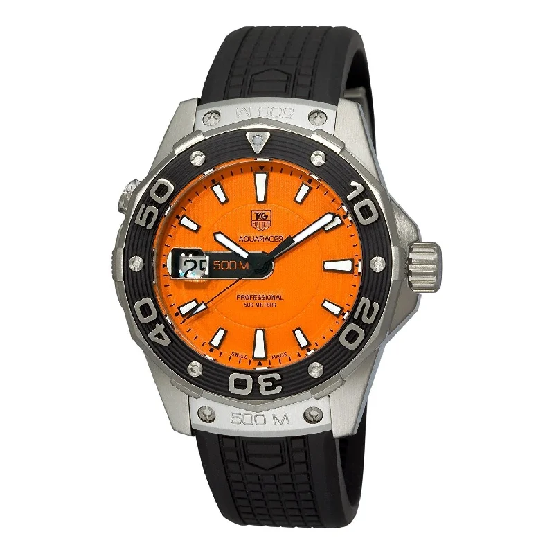 Stainless Steel Bracelet Watches for DurabilityTag Heuer Men's WAJ1113.FT6015 Aquaracer Automatic Black Rubber Watch