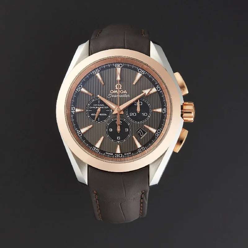 Luxury Quartz Watches with High-End MovementsOmega Men's 231.23.44.50.06.001 Seamaster Aqua Terra Chronograph Brown Leather Watch