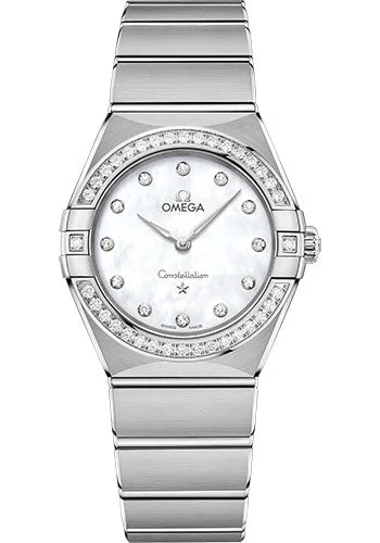 Traveler’s Watches with World Time FunctionOmega Constellation Manhattan Quartz Watch - 28 mm Steel Case - Diamond-Paved Bezel - Mother-Of-Pearl Diamond Dial - 131.15.28.60.55.001