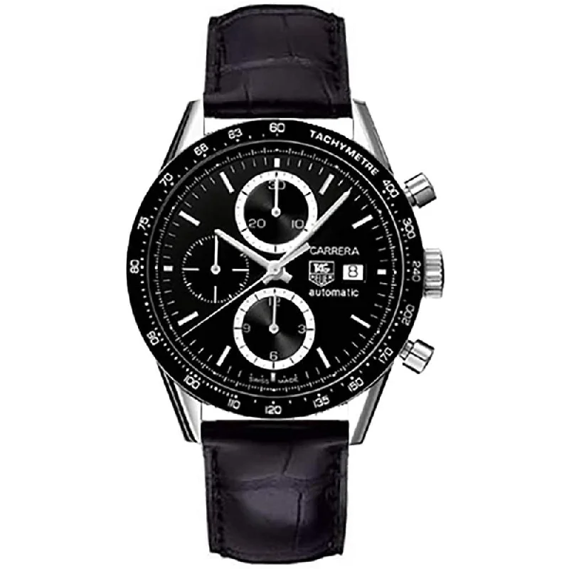 Women’s Watches with Swarovski CrystalsTag Heuer Men's CV2010.FC6266 Carrera Chronograph Black Leather Watch