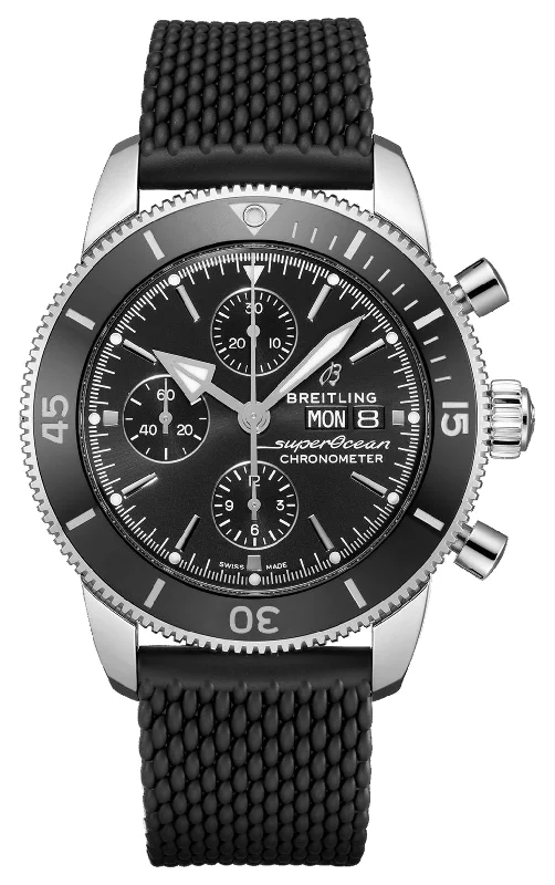 Watches with GMT FunctionBreitling Superocean Heritage Chronograph Stainless Steel Black Dial Automatic Mens Watch A13313121B1S1