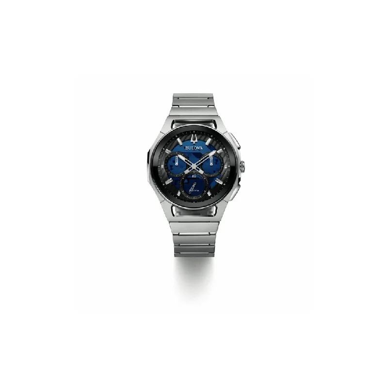 Digital Watches with Timer FunctionBulova Curv Chronograph Sapphire Blue Dial Bracelet Ref: 96A205