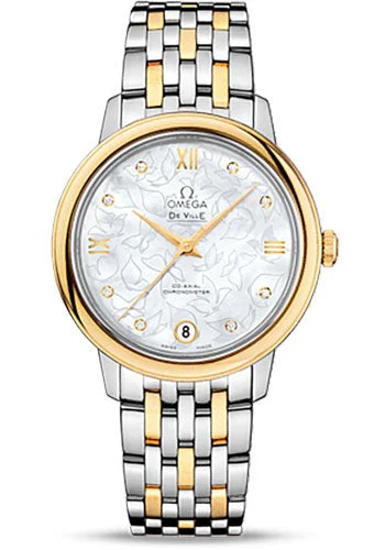 Watches with Multiple Time Zone DisplaysOmega De Ville Prestige Co-Axial Watch - 32.7 mm Steel Case - Yellow Gold Bezel - Mother-Of-Pearl Dial - Yellow Gold-Steel Bracelet - 424.20.33.20.55.002