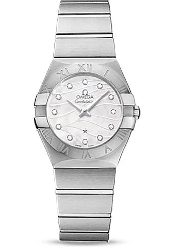 Women’s Dress Watches with Elegant StrapsOmega Constellation Quartz 27 mm Watch - 27.0 mm Steel Case - Mother-Of-Pearl Diamond Dial - 123.10.27.60.55.003