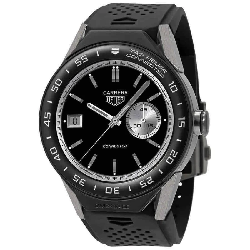 Watches with Luminous Markers for Night VisibilityTag Heuer Men's SBF8A8001.11EB0128 Connected Black Rubber Watch