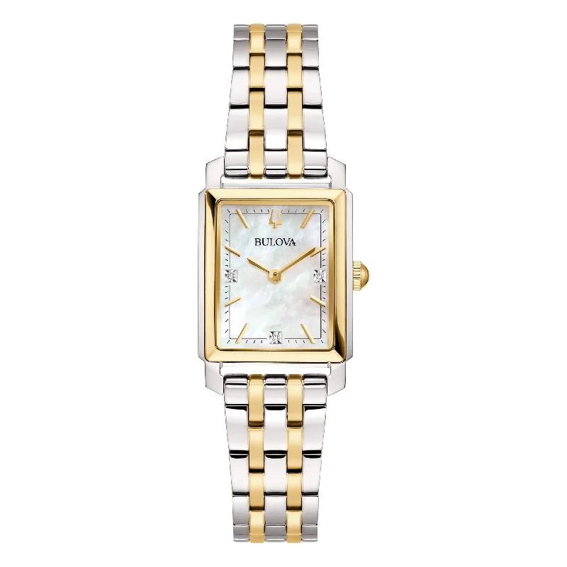 Watches with Embossed Dials for a Textured LookBulova Ladies 98P220 Sutton Tank Quartz