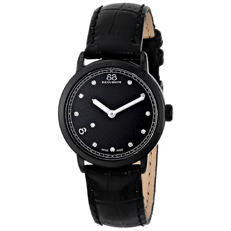 Stainless Steel Dress Watches for Businessmen88 Rue Du Rhone Double 8 Quartz Diamond Black Dial Women's Watch 87WA120001