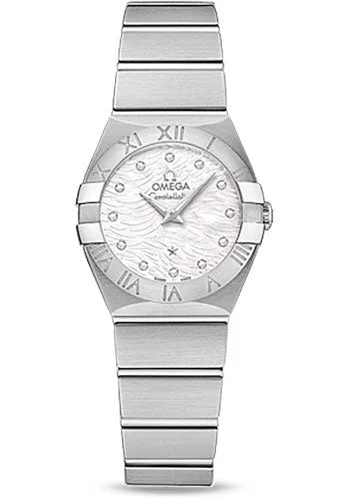 Watches with Embossed Dials for a Textured LookOmega Constellation Quartz Watch - 24 mm Steel Case - Mother-Of-Pearl Diamond Dial - 123.10.24.60.55.004