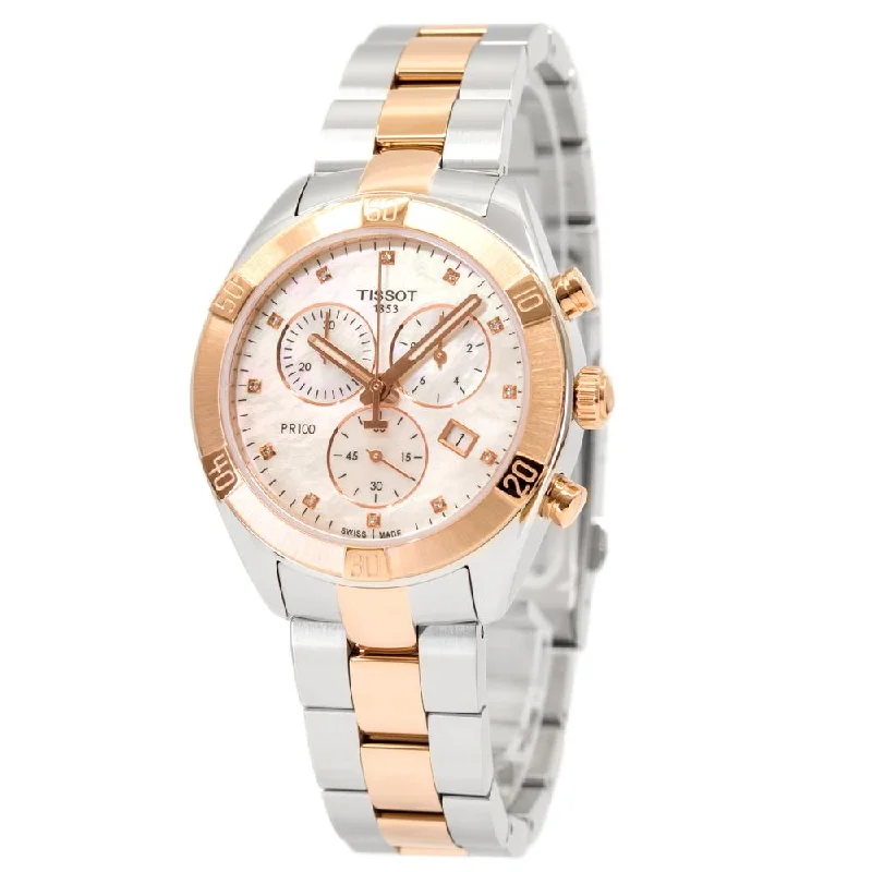 Watches with Gold Plated Cases for a Luxurious LookTissot T101.917.22.116.00 PR 100 Chic Chrono Mop Dial Watch