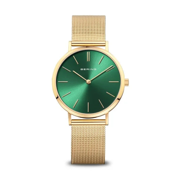 Women’s Dress Watches with Elegant StrapsBering - Classic Gold Mesh Watch With Green Face