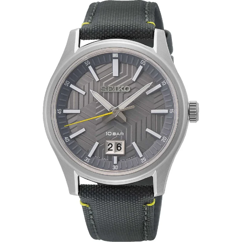 Watches with Braided Straps for a Handmade TouchSeiko  Quartz Classic Grey Dial Men's Watch SUR543