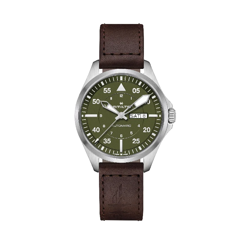 Men’s Dress Watches with Slim ProfilesHamilton Khaki Aviation Men's 42mm Automatic Watch H64635560