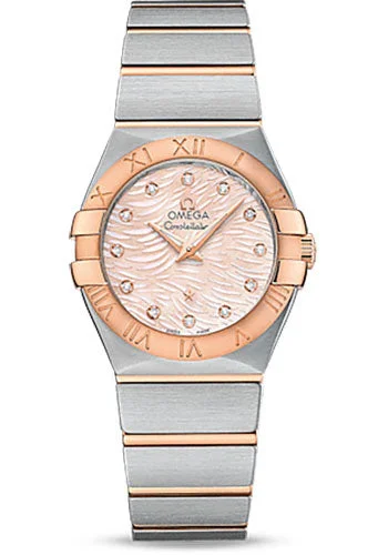 Men’s Watches with Date Display WindowOmega Constellation Quartz Watch - 27 mm Steel Case - 18K Red Gold Bezel - Pink Mother-Of-Pearl Diamond Dial - 123.20.27.60.57.004