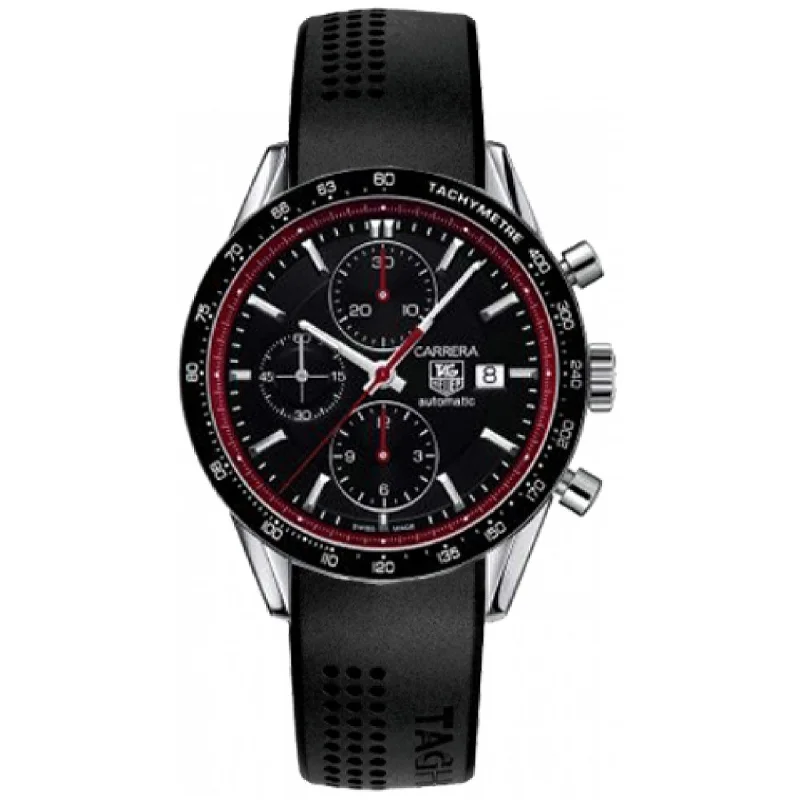 Chronograph Watches for Sports EnthusiastsTag Heuer Men's CV201Z.FC6233 Carrera Chronograph Black Leather Watch