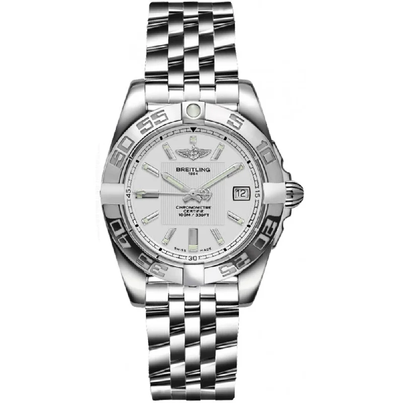 Fashionable Quartz Watches for Women with Leather StrapsBreitling Galactic 32 Silver Dial