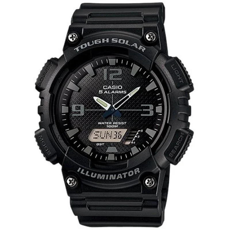 Watches with Rubber Straps for Comfort and DurabilityCasio AQ-S810W-1A2 Black Solar Powered Watch for Men