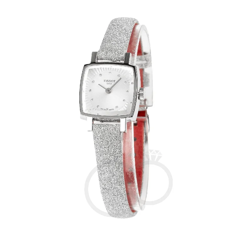 Wristwatches with Second Time Zone FeatureTissot Lovely Square Festive Ladies Silver Watch T0581091703602