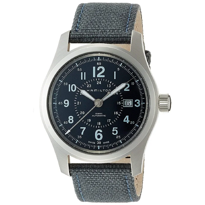 Stainless Steel Bracelet Watches for DurabilityHamilton Men's H70605943 Khaki Field Grey Canvas Watch