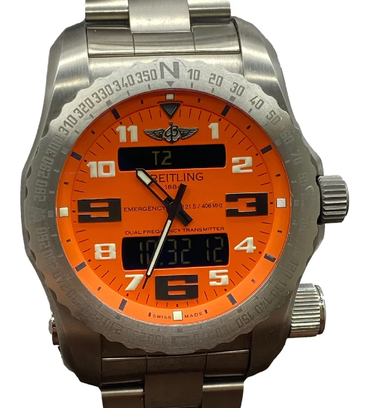 Minimalist Analog Watches for Everyday WearBreitling Emergency 51mm Titanium E76325 Orange Dial SuperQuartz Men's Watch