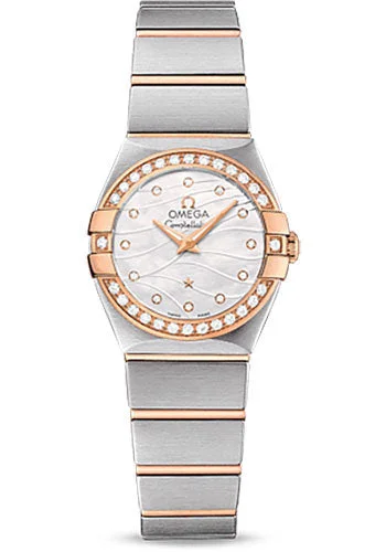 Fashionable Quartz Watches for Women with Leather StrapsOmega Constellation Quartz Watch - 24 mm Steel And Red Gold Case - Diamond-Set Red Gold Bezel - Mother-Of-Pearl Diamond Dial - Steel Bracelet - 123.25.24.60.55.012