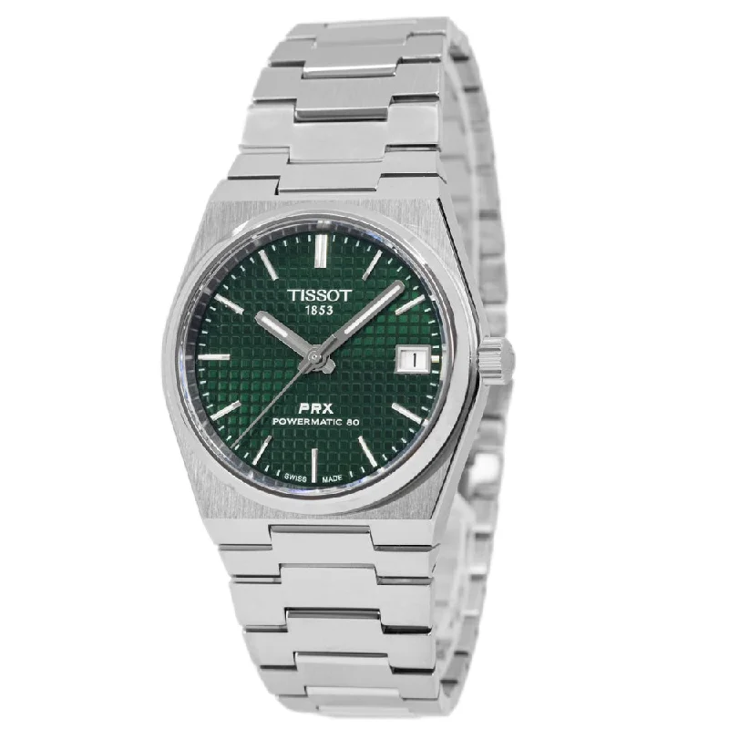 Round Dial Watches with Roman NumeralsTissot T137.207.11.091.00 PRX 35 Powermatic 80-Green Dial