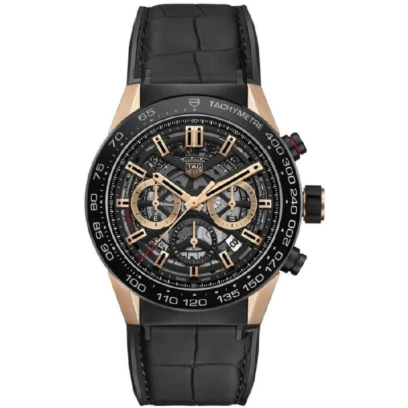 Watches with Multiple Time Zone DisplaysTag Heuer Men's CBG2A50.FC6450 Carrera Chronograph Black Rubber Watch