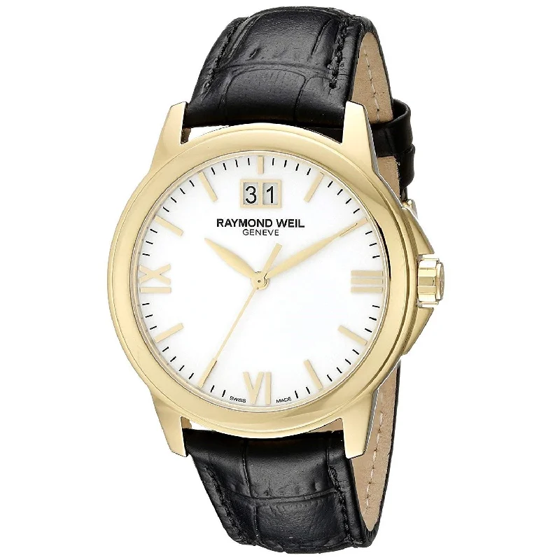 Watches with Gold Plated Cases for a Luxurious LookRaymond Weil Men's 5476-P-00307 Tradition Black Leather Watch