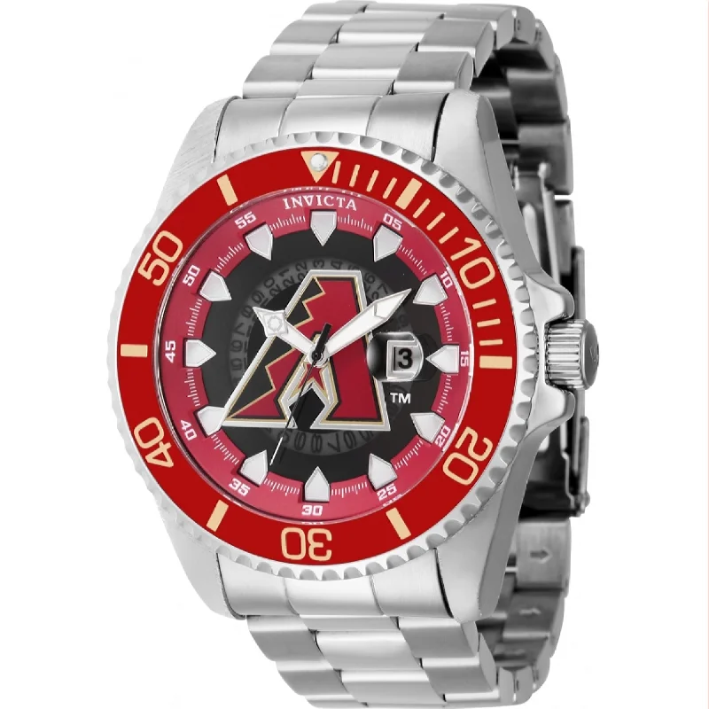 Alloy Cased Watches for Affordable QualityInvicta MLB Quartz MLB Diamondbacks Red Dial Men's Watch 43454