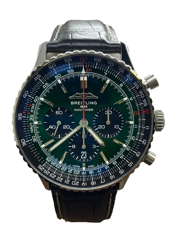 Chronograph Watches for Sports EnthusiastsBreitling Navitimer 1 B01 AB0137241L1P1 Green Dial Automatic Men's Watch