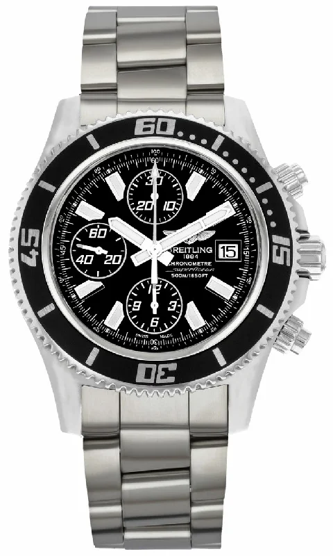 Stainless Steel Mesh Strap Watches for a Sleek LookBreitling Superocean Chronograph 44mm Black Dial