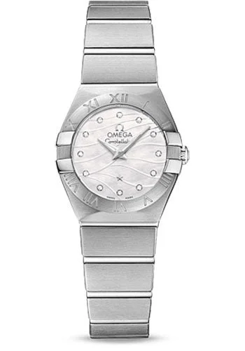 Watches with Dauphine-Style Hands for an Elegant LookOmega Constellation Quartz Watch - 24 mm Steel Case - White Mother-Of-Pear Diamond Dial - 123.10.24.60.55.003