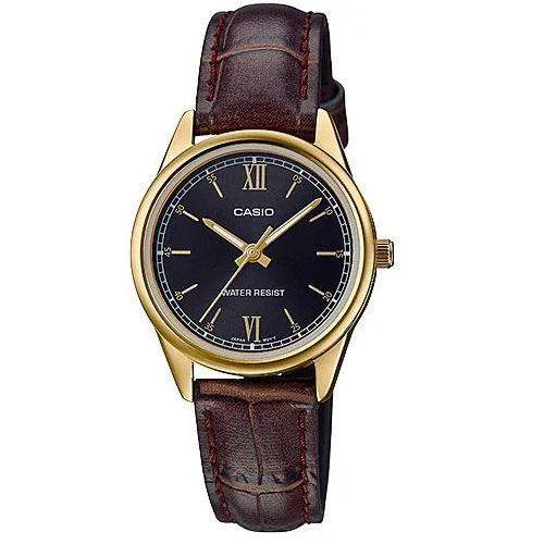 Vintage Style Mechanical Watches for CollectorsCasio LTP-V005GL-1B2UDF Brown Leather Strap Watch for Women