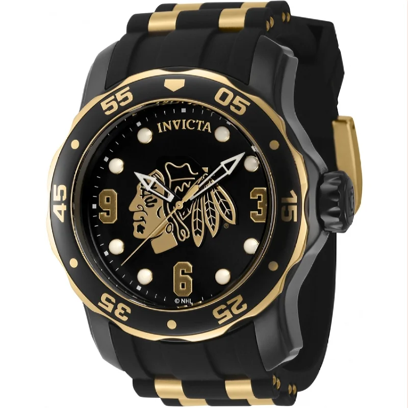 Skeleton Dial Mechanical Watches for Mechanics FansInvicta NHL Quartz NHL Blackhawks Black Dial Men's Watch 42315